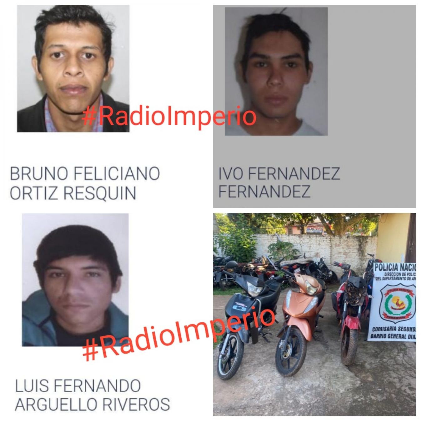 Tres detenidos y tres motocicletas incautadas en el barrio San Blas