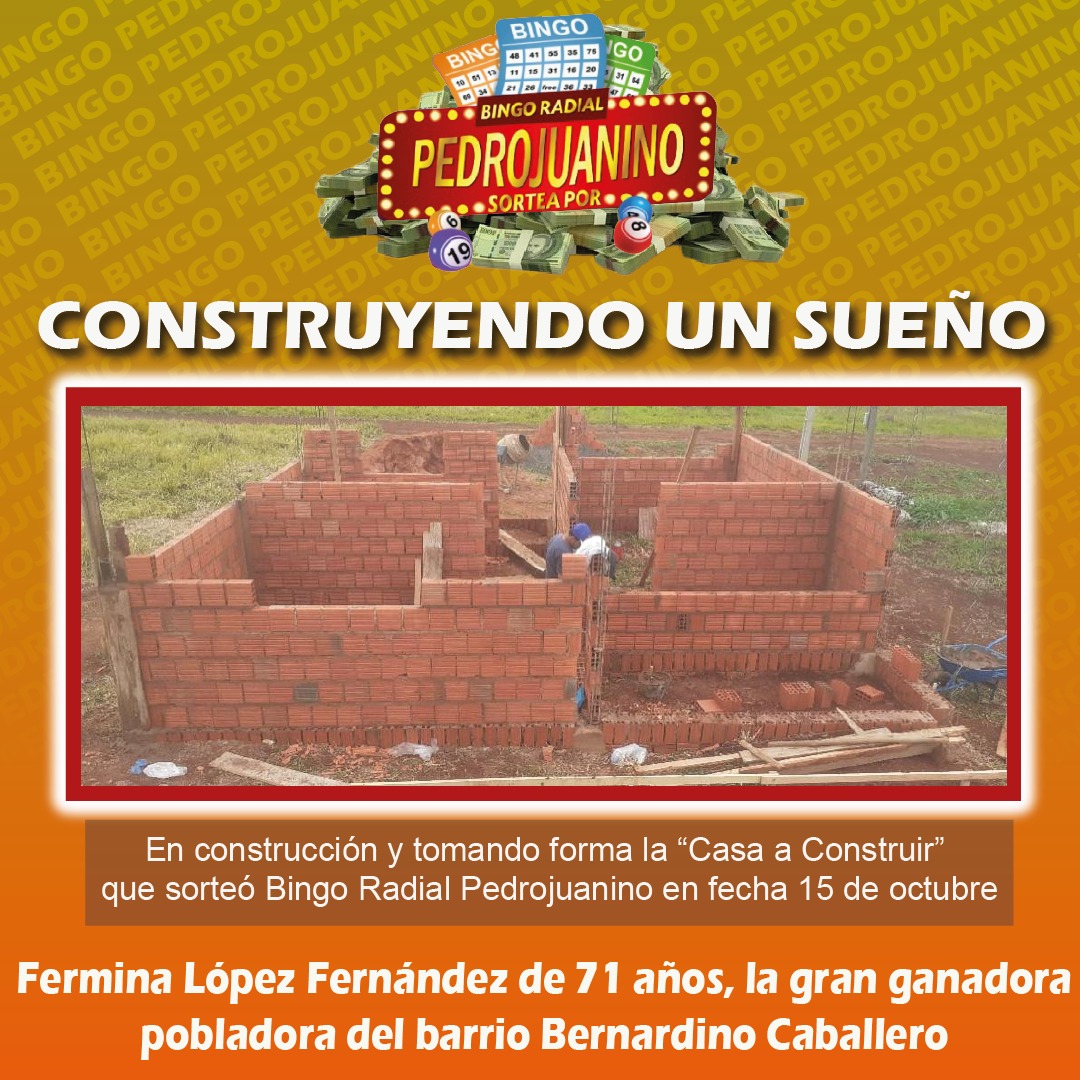 Casa a construir de ganadora de Bingo Radial Pedrojuanino va tomando forma