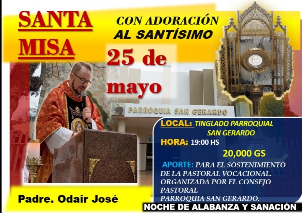 Santa Misa con Adoración al Santísimo este jueves en el tinglado de la parroquia San Gerardo